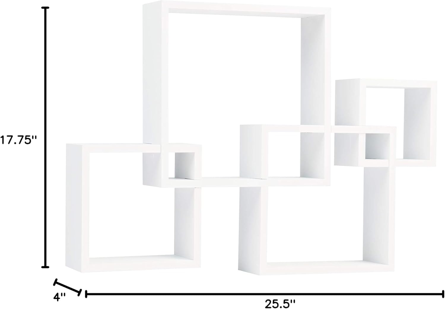 Danya B. Decorative Wall Mount Floating Intersecting Cube Accent Wall Shelf (White)