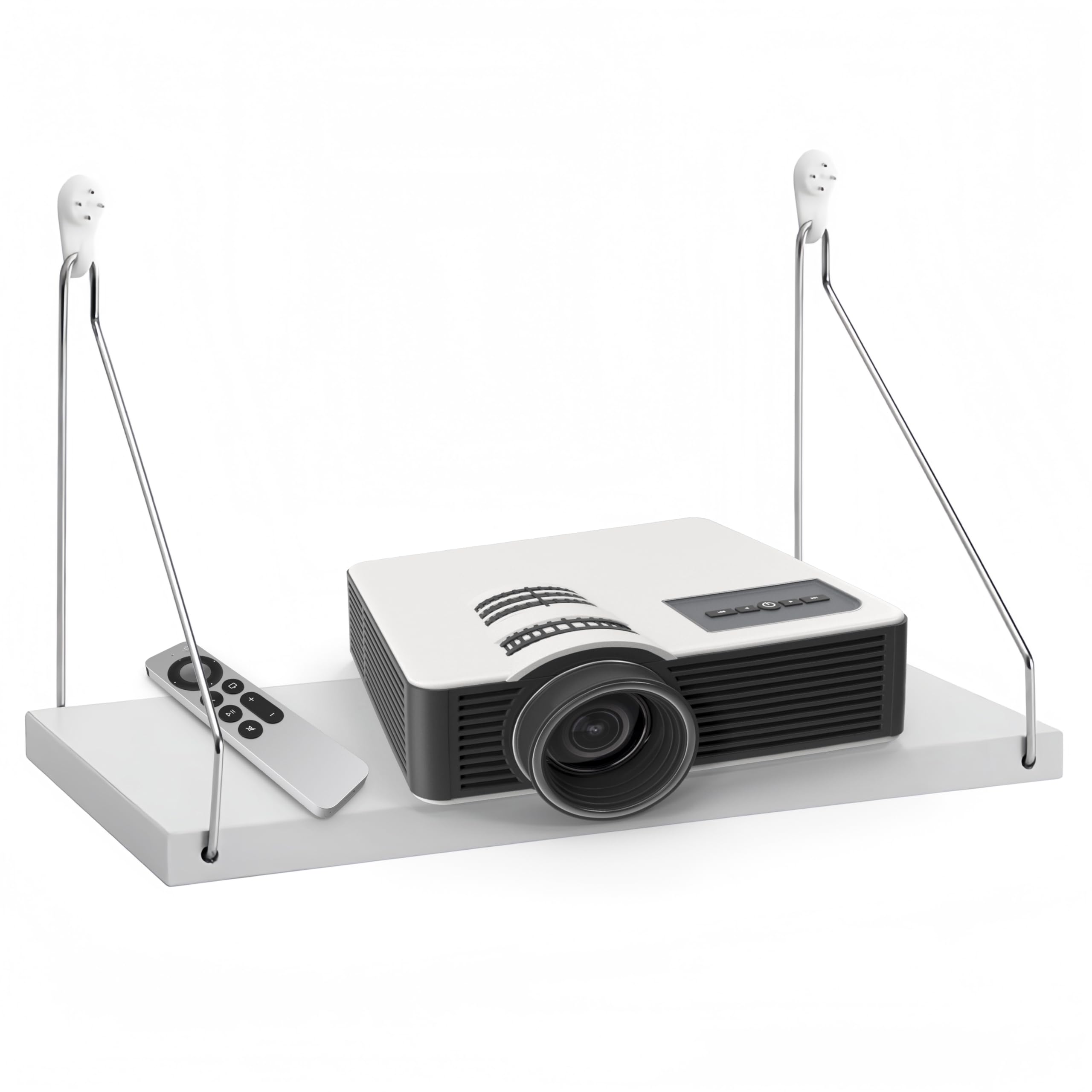 Projector Shelf for Wall, 15.75" x 7.87" Wooden Shelf Holds Up to 33 lb, Perfect for Projector, Xbox, PS5, DVD Player, Under TV Floating Shelf