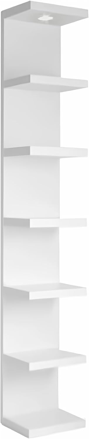 Versatile 7 Tier Wall Shelf Unit,White Lack Wall Shelf,Display Floating Shelf with LED Remote Control Light