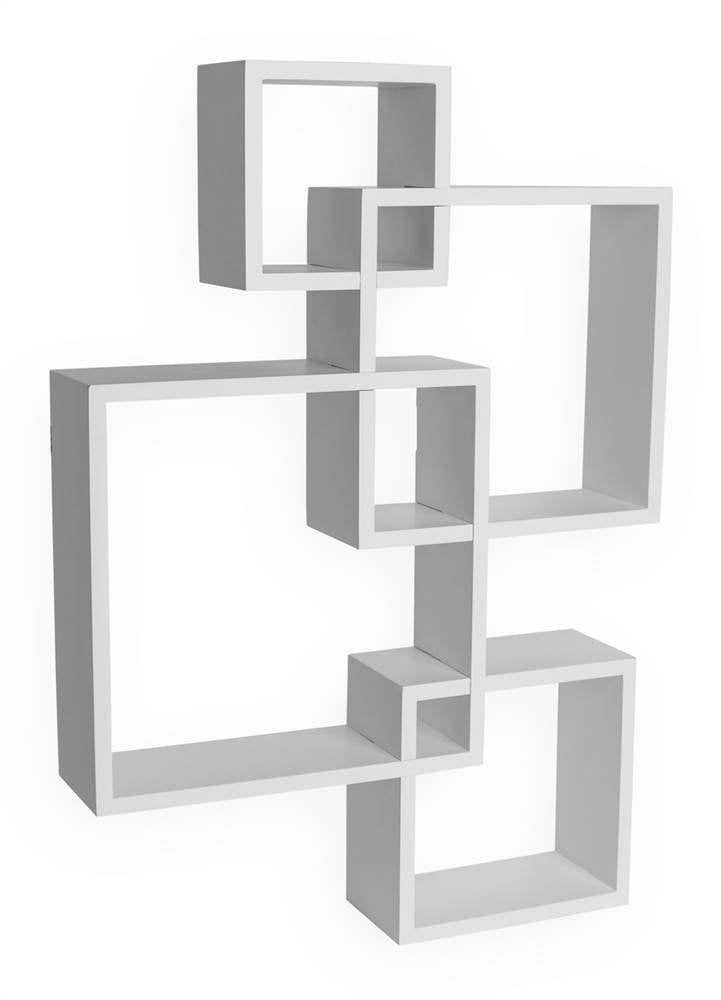 Danya B. Decorative Wall Mount Floating Intersecting Cube Accent Wall Shelf (White)