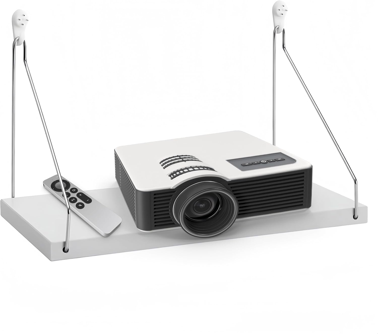 Projector Shelf for Wall, 15.75" x 7.87" Wooden Shelf Holds Up to 33 lb, Perfect for Projector, Xbox, PS5, DVD Player, Under TV Floating Shelf