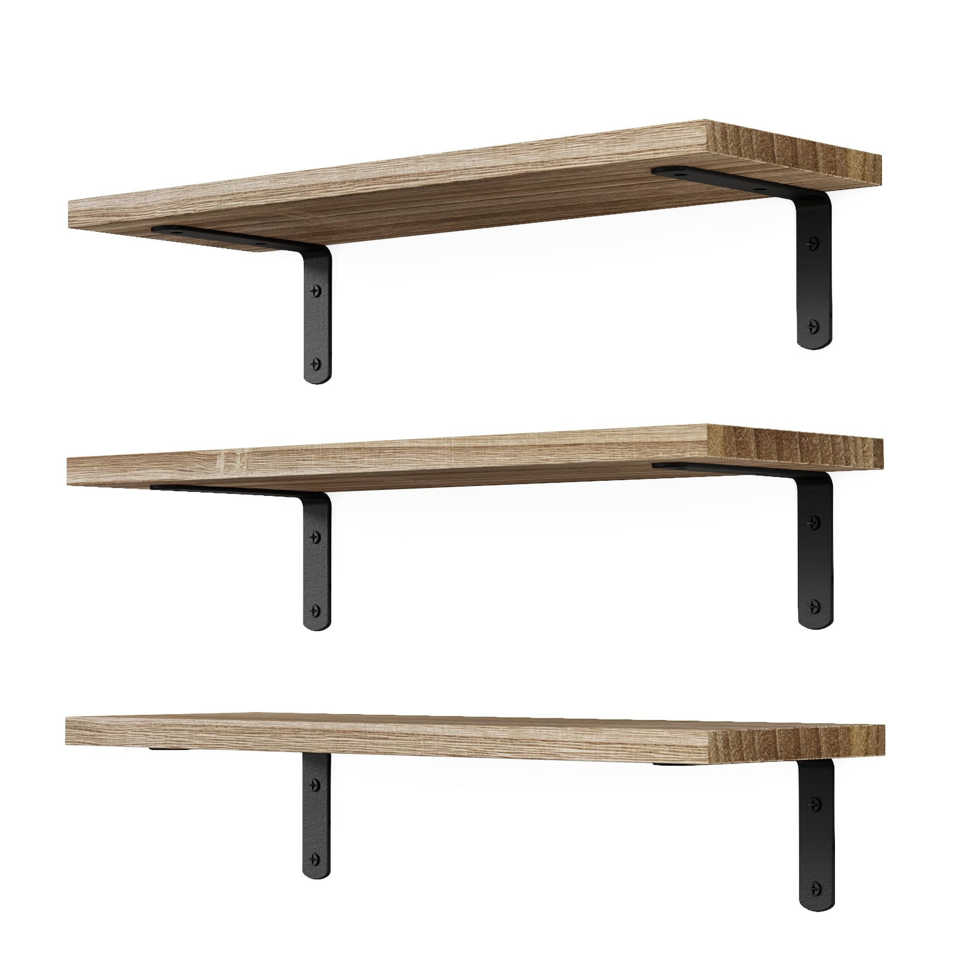 Floating Shelves, 3 Sets Wall Shelves, Wooden Floating Shelves for Wall Décor, Wall Mounted Floating Bathroom Shelf for Storage, Floating Book Shelf for Bedroom, Living Room – Rustic Brown