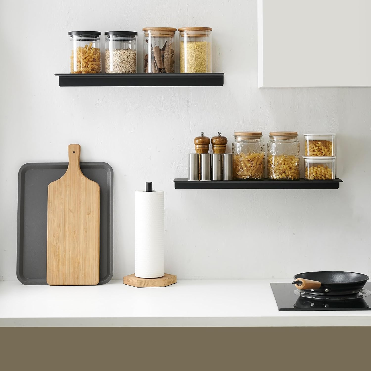 JOOM Small Metal Wall Floating Shelf - Metal Wall Shelf, Black Floating Shelf, Small Bathroom Shelf, Display Shelves for Wall Storage (Black, 8Inch)